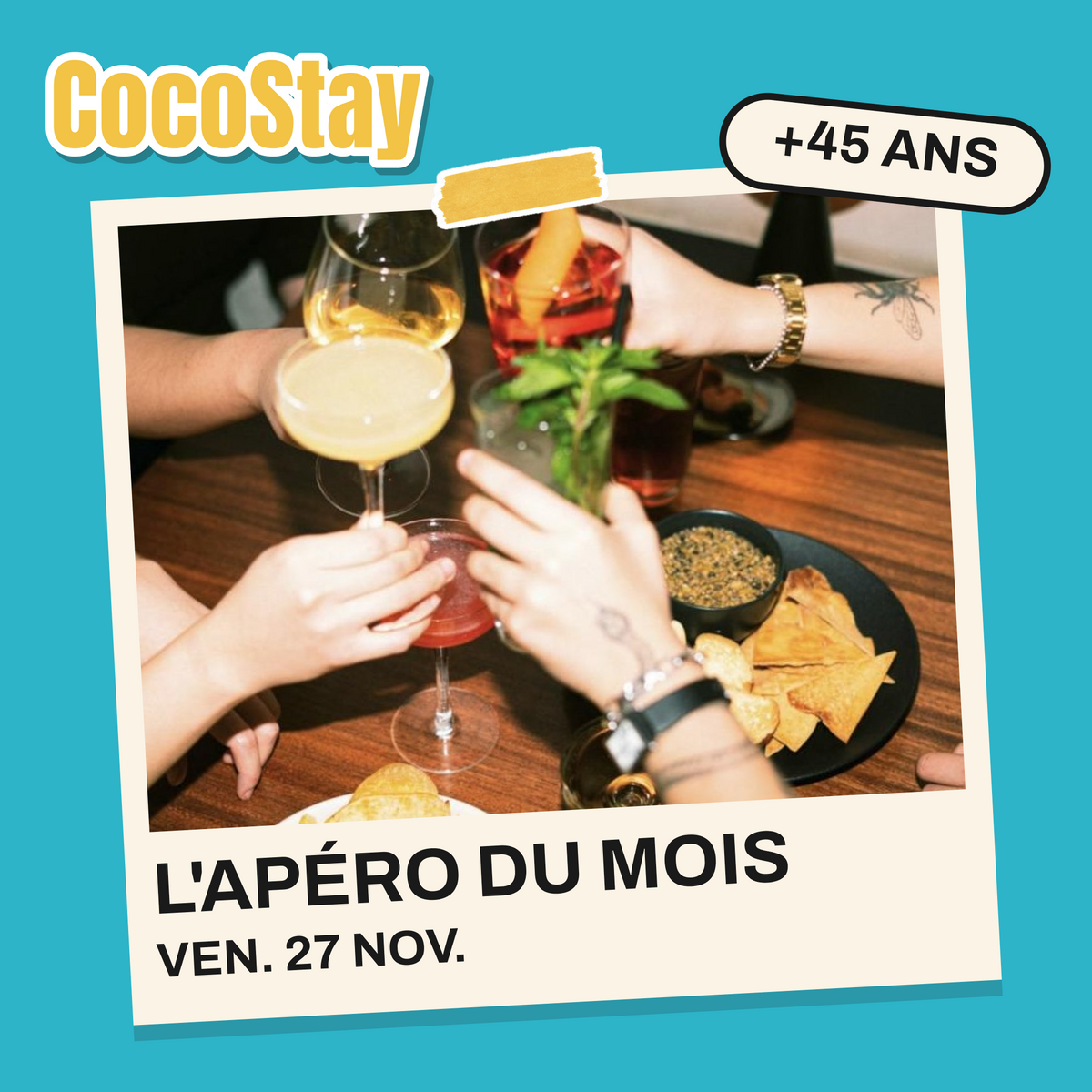 L’Apéro du mois · Ven. 27 Nov. · 20h